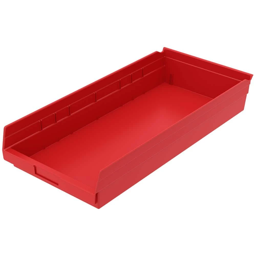 Shelf Bin 20 lbs. 23-5/8 in. x 11-1/8 in. x 4 in. Storage Tote in Red with 2.5 Gal. Storage Capacity by Akro-Mils