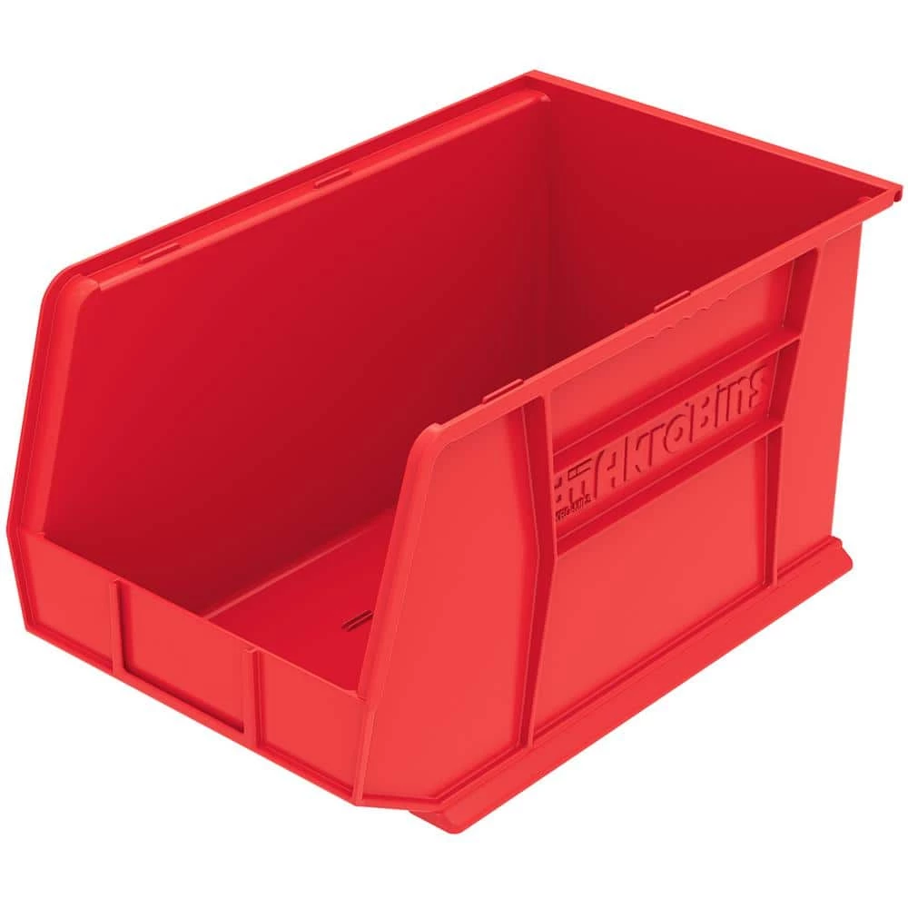 AkroBin 11 in. 60 lbs. Storage Tote Bin in Red with 5.5 Gal. Storage Capacity by Akro-Mils