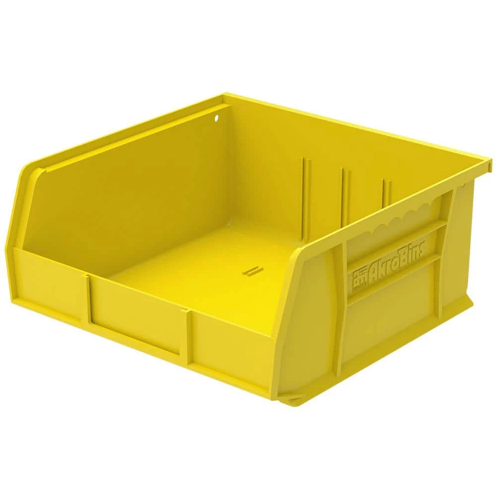 AkroBin 11 in. 50 lbs. Storage Tote Bin in Yellow with 2.0 Gal. Storage Capacity by Akro-Mils